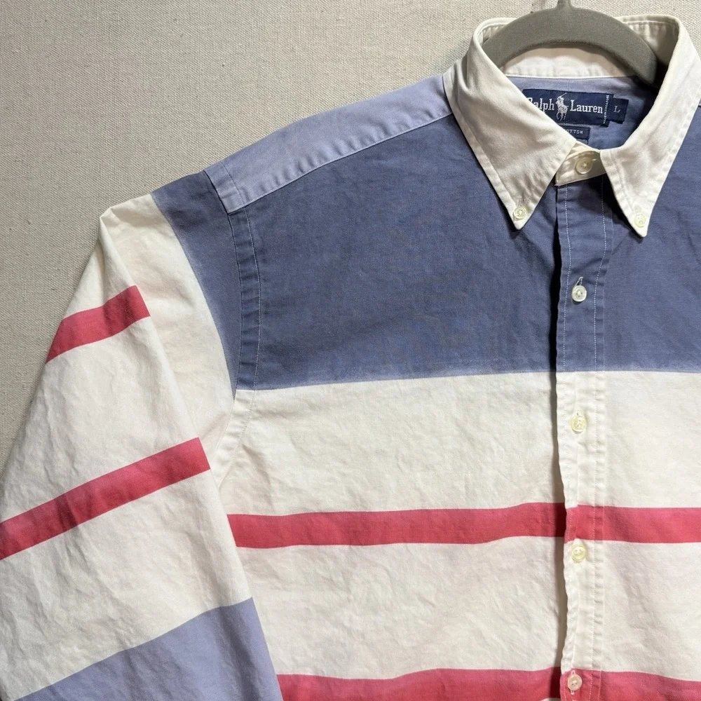 vintage polo ralph lauren Shirt Color Block 90s Men's Large Baggy